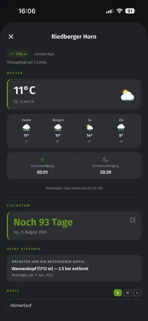 Vertimonte App: Favoriten mit Wetter-Check für die Tourenplanung
